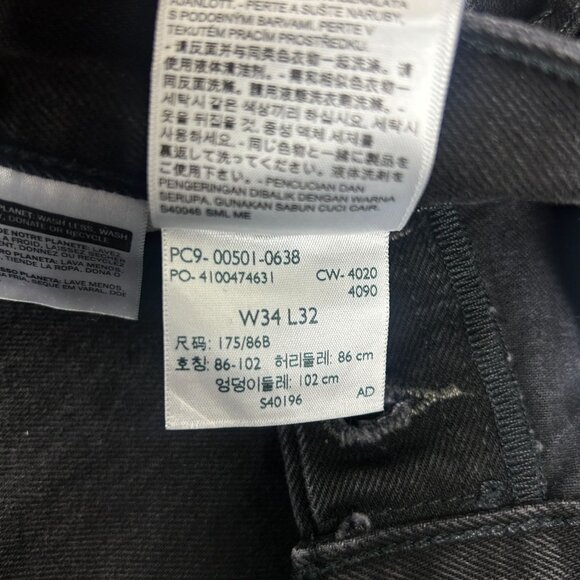 Levi's 501 Original Straight Button Fly Jeans Mens 34x32 Black Five Pocket Cotto - Picture 5 of 8